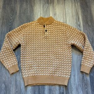 L.L.Bean 100% Lambs’ Wool Mens Sweater Mock Neck Size S Yellow Item 524087 Y2K